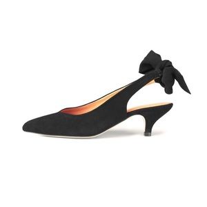 Ganni Black Slingback Kitten Heels, Size 38 (7.5 US)